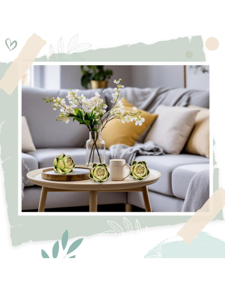 Alcachofas Artificiales Verdes Timgle - 2 Pcs Grande Decoración