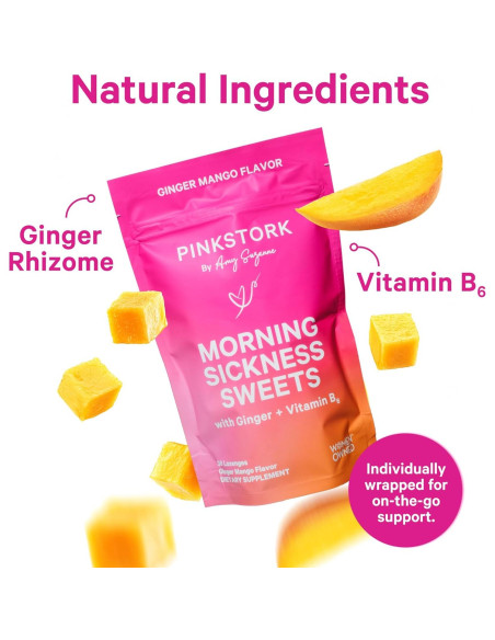 Dulces para Náuseas Matutinas Pink Stork - Mango y Jengibre - 30 Caramelos