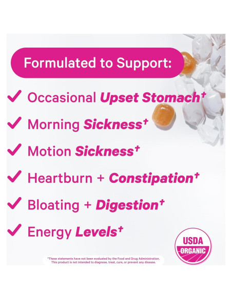 Dulces para Náuseas Matutinas Pink Stork - Mango y Jengibre - 30 Caramelos