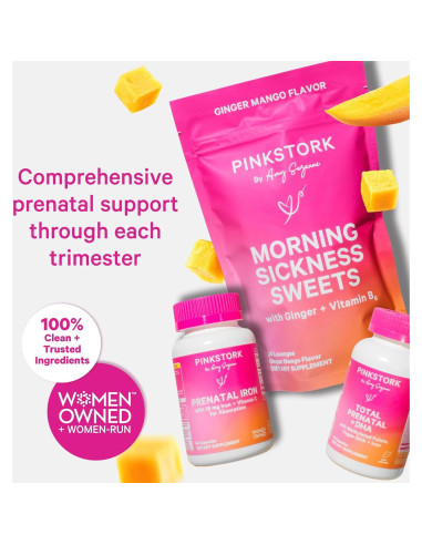 Dulces para Náuseas Matutinas Pink Stork - Mango y Jengibre - 30 Caramelos