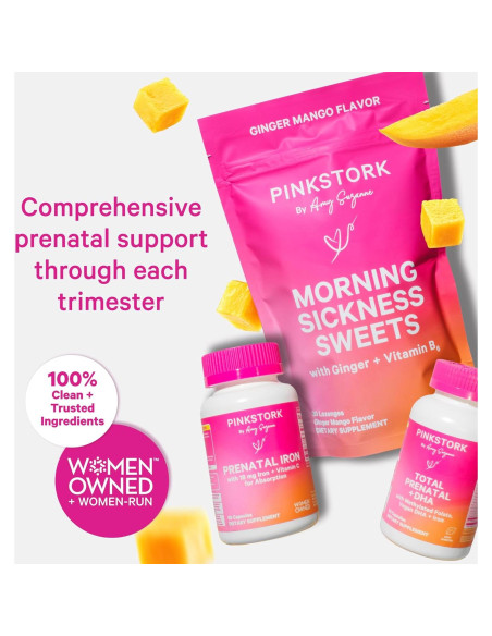 Dulces para Náuseas Matutinas Pink Stork - Mango y Jengibre - 30 Caramelos