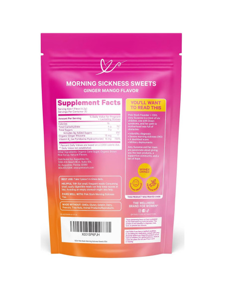 Dulces para Náuseas Matutinas Pink Stork - Mango y Jengibre - 30 Caramelos