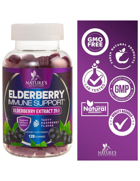 Gomitas de Saúco Nature's Nutrition 120 Unidades - Apoyo Inmunológico Gomitas de Saúco Nature's Nutrition 120 Unidades - Apoyo Inmunológico