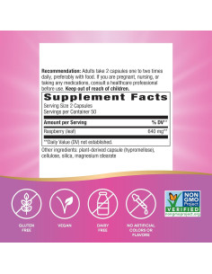 Cápsulas de Hoja de Frambuesa Nature's Way 640 mg Veganas 100 Uds 2