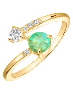 Anillo Ajustable de Ópalo Verde PAVOI Baño Oro 14K Mujeres