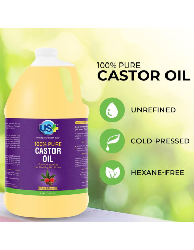 Aceite de Ricino Puro US+ Healthcare 3.785L Prensado en Frío