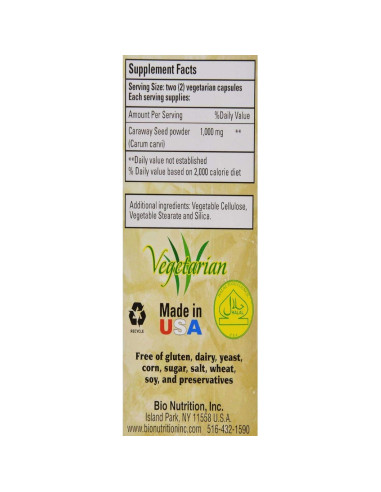 Cápsulas Vegetarianas de Semilla de Comino Bio Nutrition 1000 mg