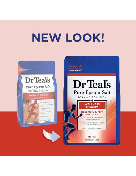 Baño de Sal Epsom Puro Dr Teal, Romero y Menta, 4x1008ml