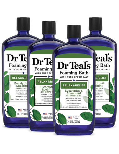 Baño de Sal Epsom Puro Dr Teal, Romero y Menta, 4x1008ml