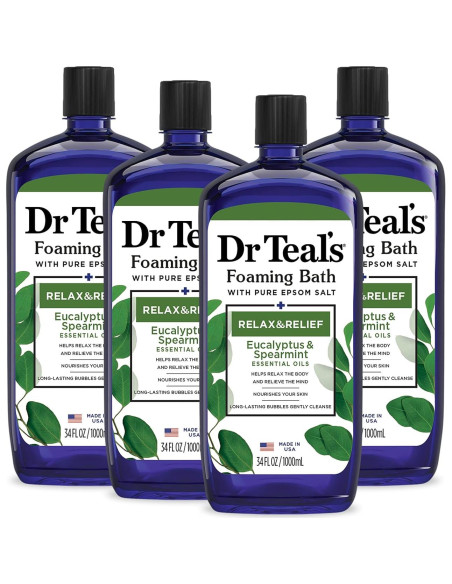 Baño de Sal Epsom Puro Dr Teal, Romero y Menta, 4x1008ml