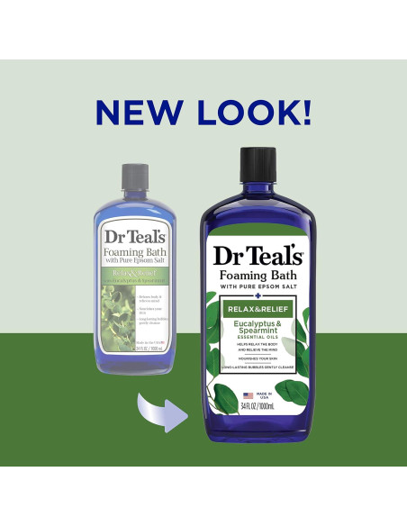 Baño de Sal Epsom Puro Dr Teal, Romero y Menta, 4x1008ml