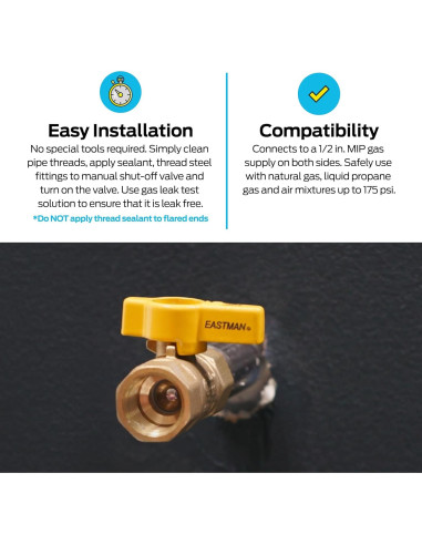 Válvula de Bola de Gas Eastman 1/2" Latón 60009B