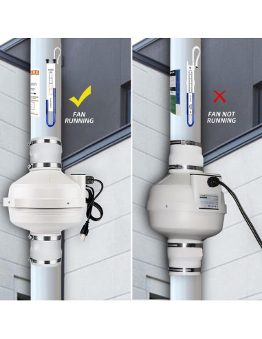 Kit de Mitigación de Radón Dcfairfan 4" a 3" Silencioso 85W