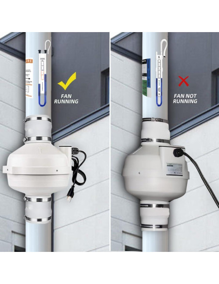 Kit de Mitigación de Radón Dcfairfan 4" a 3" Silencioso 85W