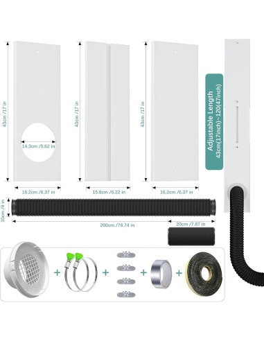 Kit de Ventana Ajustable Phopich para Conducto de Secadora 4"