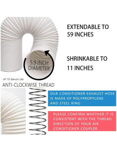 Kit de Ventilación para Ventana de AC Portátil JENCEAILL 150 cm 2