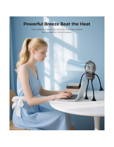 Ventilador Robot Portátil CUTEHOO Recargable Oscuro 10h