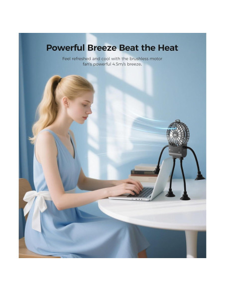 Ventilador Robot Portátil CUTEHOO Recargable Oscuro 10h