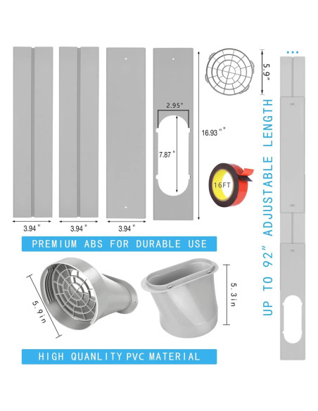 Kit de Ventilación para Ventana de AC Portátil JENCEAILL 150 cm