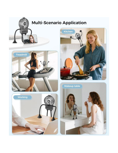 Ventilador Robot Portátil CUTEHOO Recargable Oscuro 10h