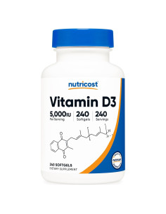 Nutricost Vitamina D3 5000 UI 240 Gelatinas Blandas Sin Gluten