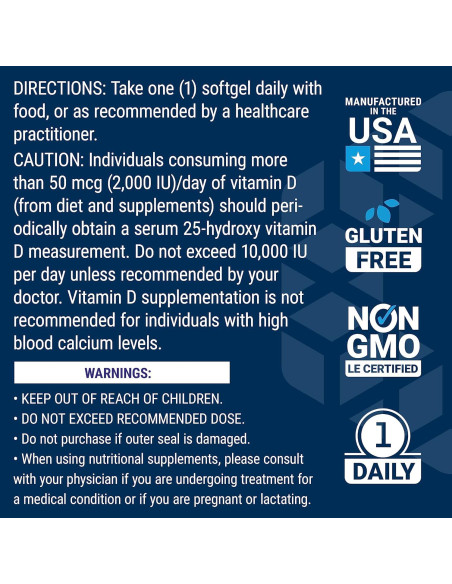 Vitamina D3 Life Extension 175 mcg 60 gelatinas blandas