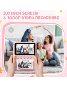 Cámara Instantánea CalineGam M9 Rosa 48MP Pantalla 3" 2