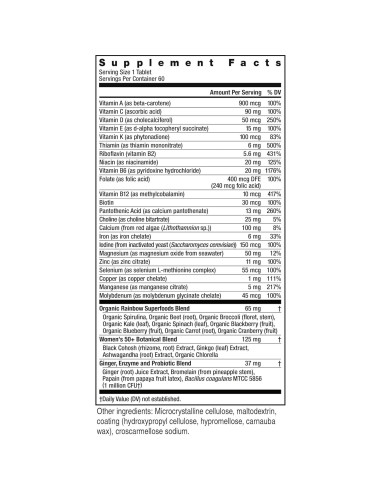 Multivitamina Rainbow Light Mujeres 50+ 60 Tabletas Probioticos