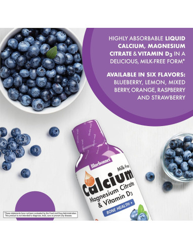Calcio Magnesio Citrato Líquido Bluebonnet 473 ml Arándano
