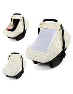 Funda de Asiento de Coche para Bebé HNHUAMING Algodón Muselina Beige