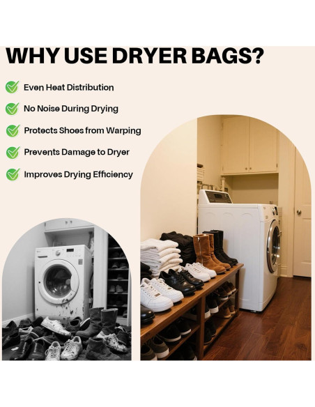 Bolsa para Secar Zapatos NMQHPA 40x40 cm Malla Crema 1 Paquete