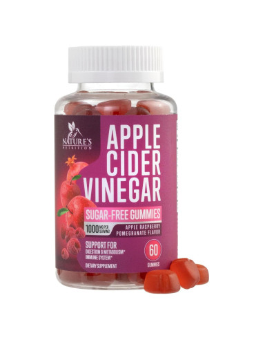 Gomitas de Vinagre de Sidra de Manzana Nature's Nutrition 1000mg - 60 Unidades