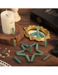 Conjunto de 20 Varitas de Cristal Aventurina Verde QINJIEJIE 2