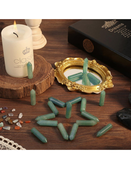 Conjunto de 20 Varitas de Cristal Aventurina Verde QINJIEJIE