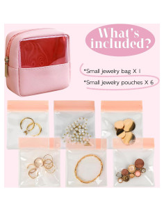 Estuche de Joyería de Viaje LingLingo Rosa 6 Compartimentos 2