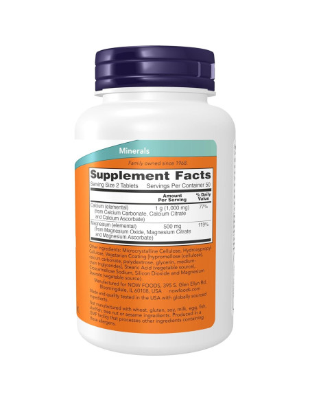 Suplemento de Calcio y Magnesio NOW 2:1 Alta Potencia 100 Tabletas Suplemento de Calcio y Magnesio NOW 2:1 Alta Potencia 100 Tabletas