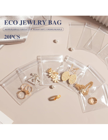 Bolsas de Joyería Transparente HOMEHIVE 20 Pcs Antioxidante