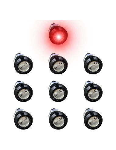 10 Luces LED Ojo de Águila KITUREK 12V Impermeables Rojo