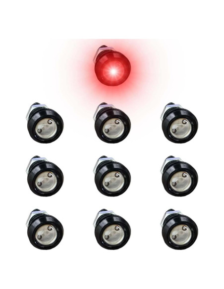 10 Luces LED Ojo de Águila KITUREK 12V Impermeables Rojo