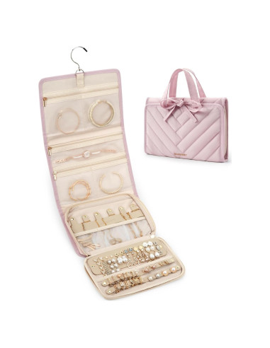 Estuche de Joyería de Viaje BAGSMART Rosa, 9 Compartimentos
