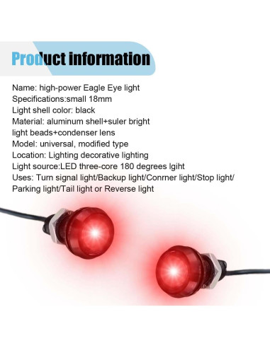 10 Luces LED Ojo de Águila KITUREK 12V Impermeables Rojo