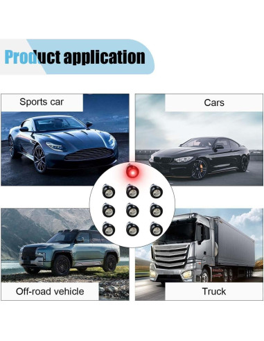 10 Luces LED Ojo de Águila KITUREK 12V Impermeables Rojo