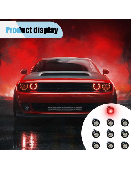 10 Luces LED Ojo de Águila KITUREK 12V Impermeables Rojo