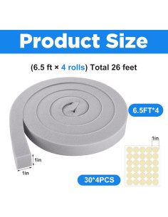 Cinta de Espuma Selladora para Aire Acondicionado moonoom 4 Pcs 2.54cm x 1.98m 2