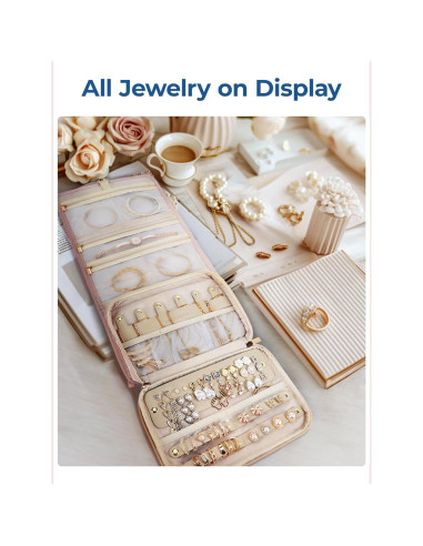 Estuche de Joyería de Viaje BAGSMART Rosa, 9 Compartimentos