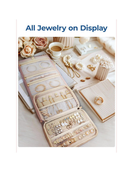 Estuche de Joyería de Viaje BAGSMART Rosa, 9 Compartimentos