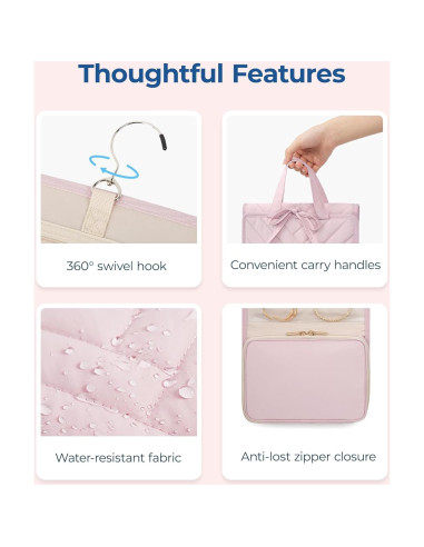 Estuche de Joyería de Viaje BAGSMART Rosa, 9 Compartimentos