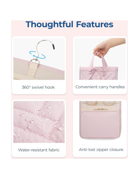 Estuche de Joyería de Viaje BAGSMART Rosa, 9 Compartimentos