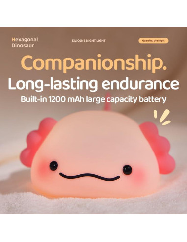 Luz Nocturna Axolotl ATSUI LED Silicona Regulable 3 Niveles