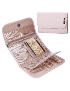Organizador de Joyas de Viaje BELALIFE Rosa Plegable 5 Compartimentos